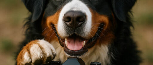 Bernese Mountain Dog using a Camera